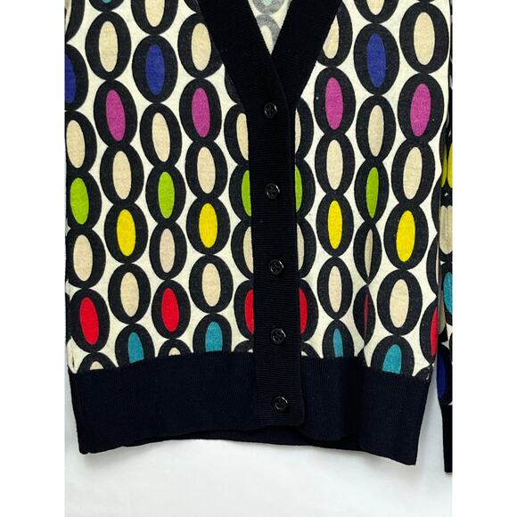 Trina Turk Women's XS Black/White 100% Merino Wool Button Front Cardigan - Picture 6 of 7